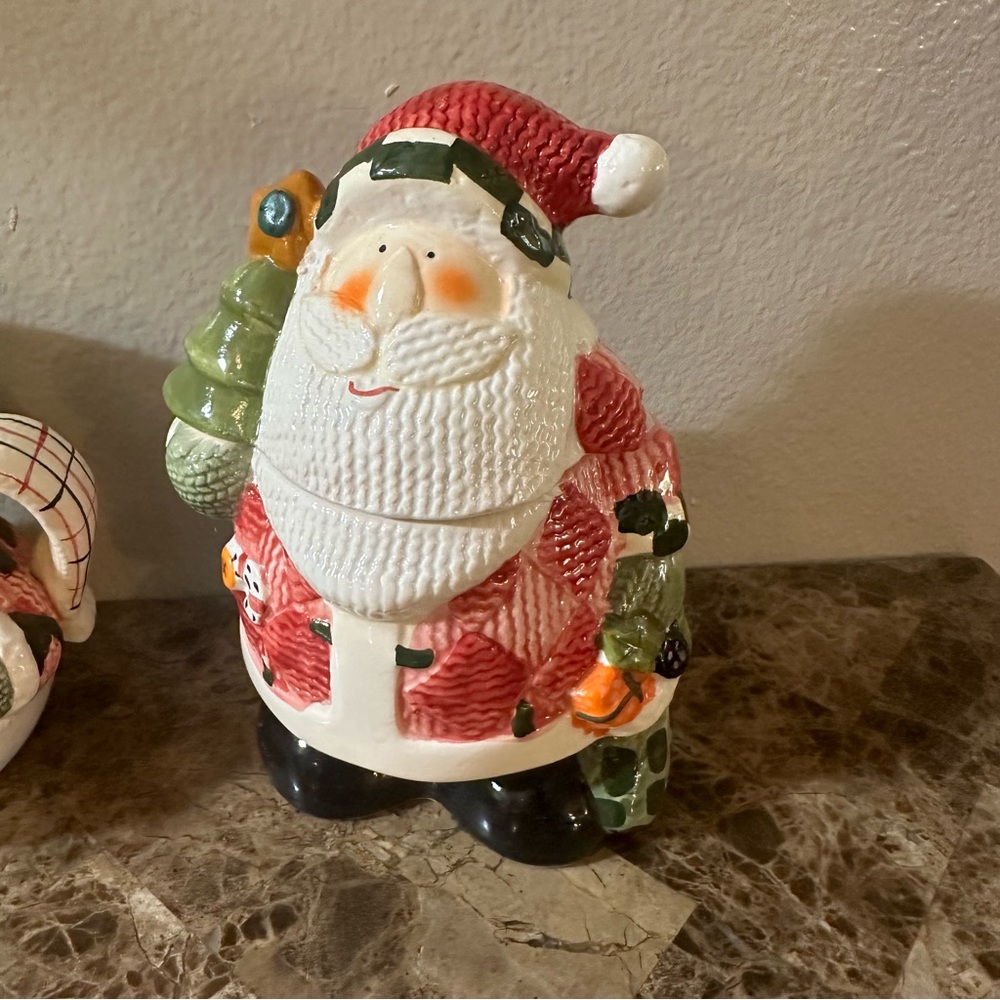 Christmas Santa And Snowman Sugar And Creamer Containers - Picture 5 of 14